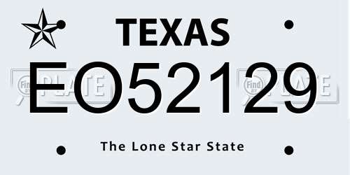 EO52129 Texas License Plate