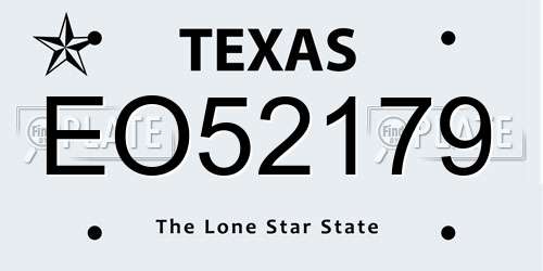 EO52179 Texas License Plate