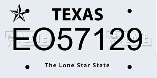 EO57129 Texas License Plate
