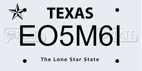 EO5M6I Texas License Plate