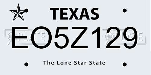 EO5Z129 Texas License Plate