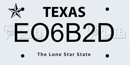 EO6B2D Texas License Plate