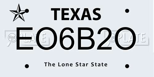 EO6B2O Texas License Plate