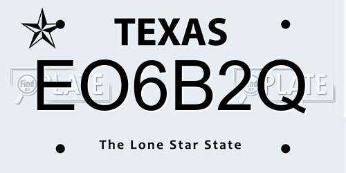 EO6B2Q Texas License Plate