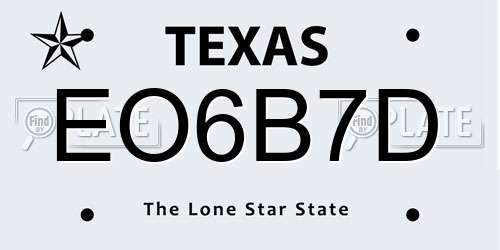 EO6B7D Texas License Plate