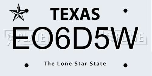 EO6D5W Texas License Plate