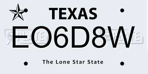 EO6D8W Texas License Plate