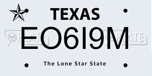 EO6I9M Texas License Plate