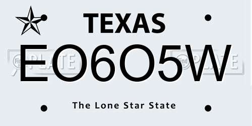 EO6O5W Texas License Plate