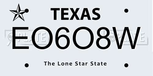EO6O8W Texas License Plate