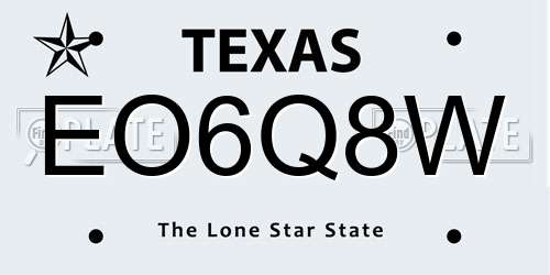 EO6Q8W Texas License Plate