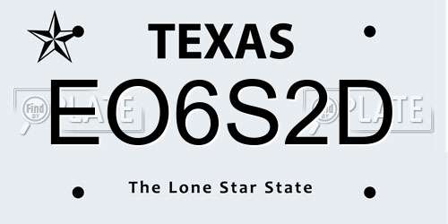 EO6S2D Texas License Plate