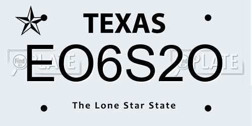 EO6S2O Texas License Plate