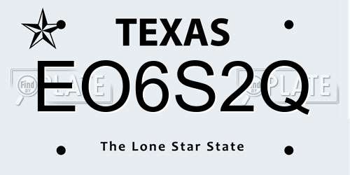 EO6S2Q Texas License Plate