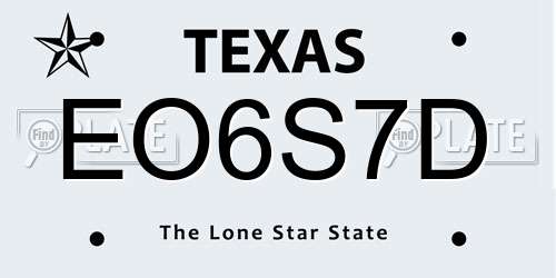 EO6S7D Texas License Plate