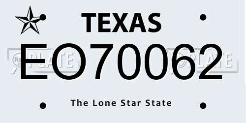 EO70062 Texas License Plate
