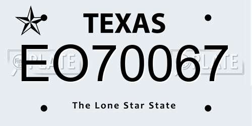EO70067 Texas License Plate