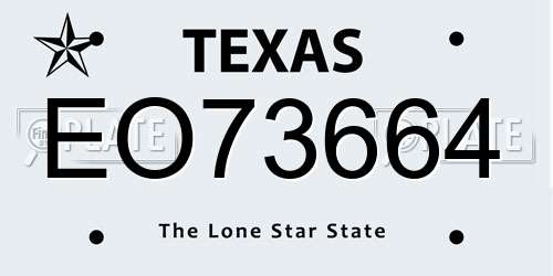 EO73664 Texas License Plate