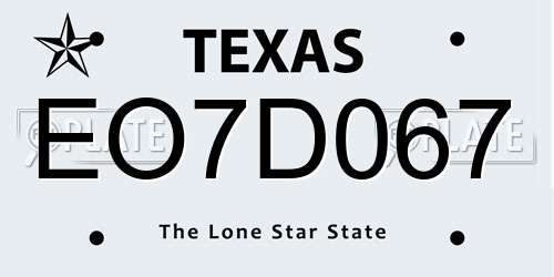 EO7D067 Texas License Plate
