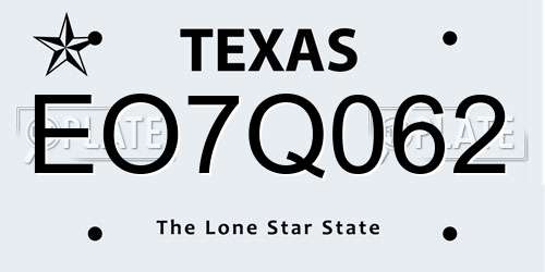 EO7Q062 Texas License Plate