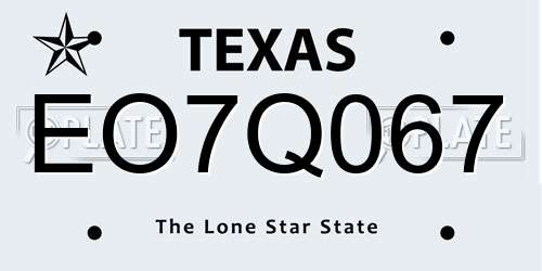 EO7Q067 Texas License Plate