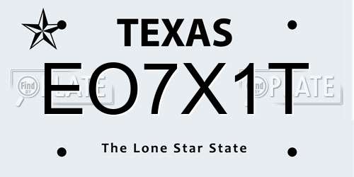 EO7X1T Texas License Plate
