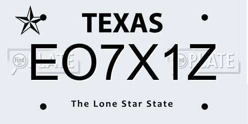 EO7X1Z Texas License Plate