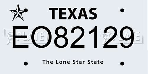 EO82129 Texas License Plate