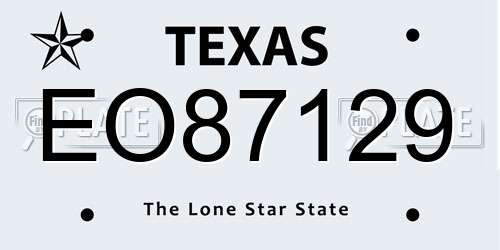 EO87129 Texas License Plate