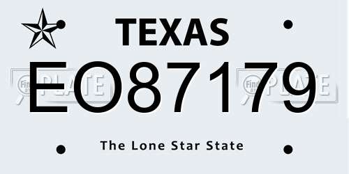 EO87179 Texas License Plate