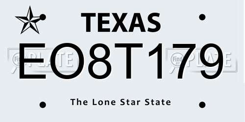 EO8T179 Texas License Plate
