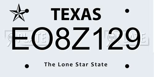 EO8Z129 Texas License Plate