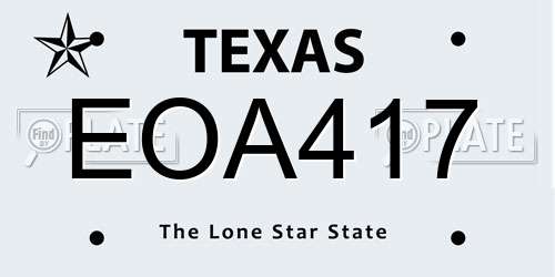 EOA417 Texas License Plate