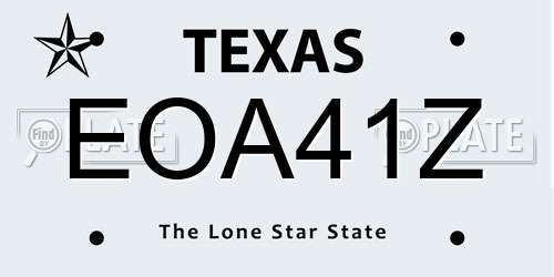 EOA41Z Texas License Plate