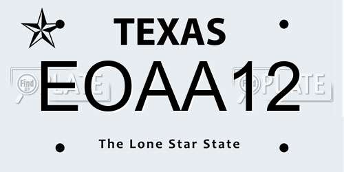 EOAA12 Texas License Plate