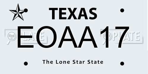 EOAA17 Texas License Plate