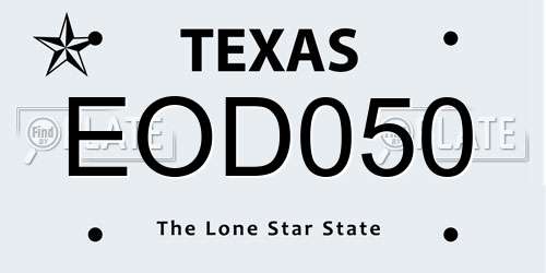EOD050 Texas License Plate