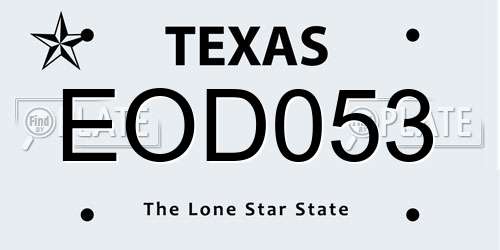 EOD053 Texas License Plate