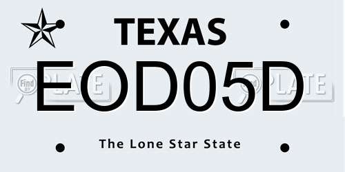 EOD05D Texas License Plate