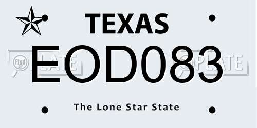 EOD083 Texas License Plate