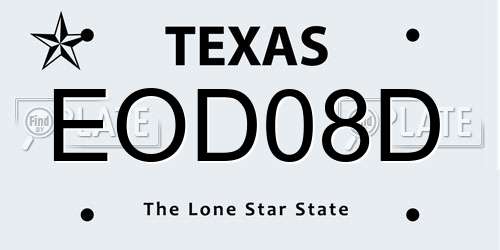 EOD08D Texas License Plate