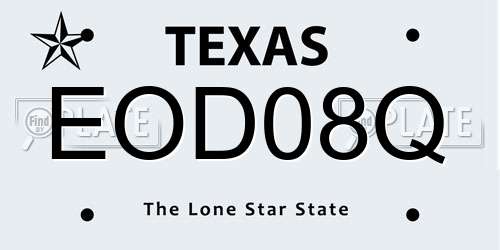 EOD08Q Texas License Plate