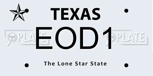 EOD1 Texas License Plate