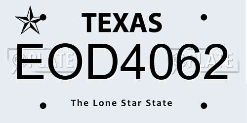 EOD4062 Texas License Plate