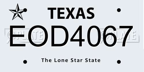 EOD4067 Texas License Plate