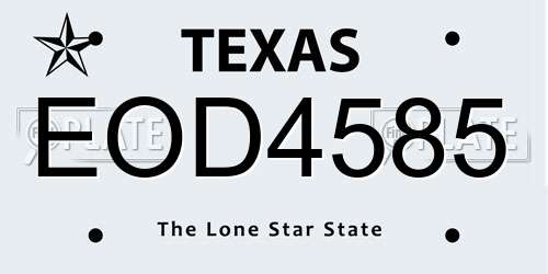 EOD4585 Texas License Plate