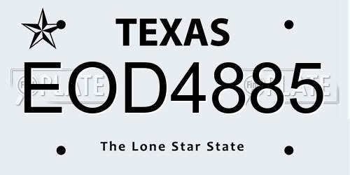 EOD4885 Texas License Plate