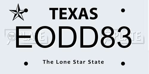 EODD83 Texas License Plate