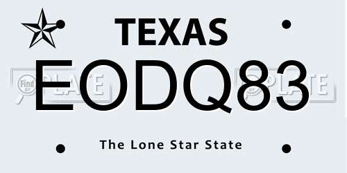 EODQ83 Texas License Plate