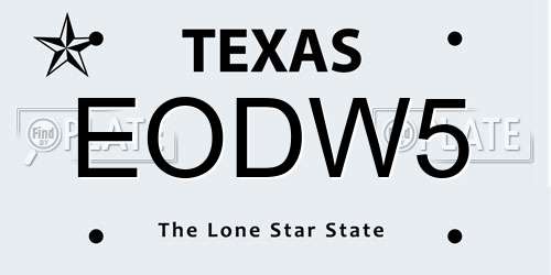 EODW5 Texas License Plate